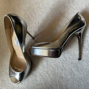 Jimmy Choo Patent leather silver heels